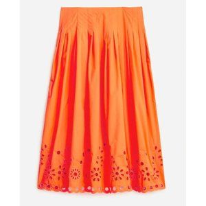 J. Crew Orange Eyelet Midi Skirt 6